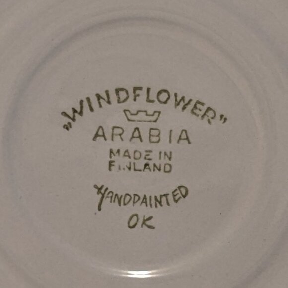 Vintage Handpainted Arabia Finland Windflower Teacup and Saucer with Flaw - Picture 11 of 11